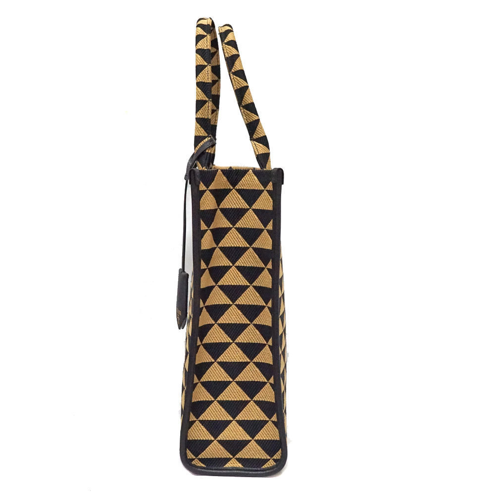 Prada Triangolo Tote Tan Jacquard Bag